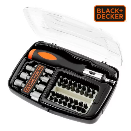 Black+Decker Multipoint Screwdriver + Set of 40 Parts for Screwing
