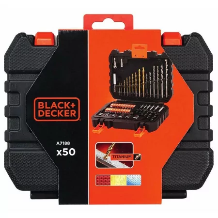 Set of 50 Black+Decker Parts for Screwing and Drilling with Drills - A7188-XJ