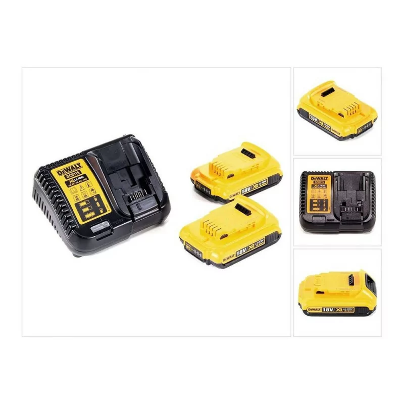 Set of 2 Dewalt XR Rail Batteries - 18V - Li-Ion - 2 Ah - Charger - DCB115D2-QW