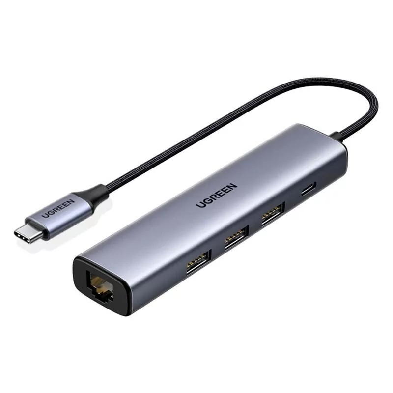 Ugreen CM475 Hub - USB-C to USB 3.0 / RJ-45 - Gray