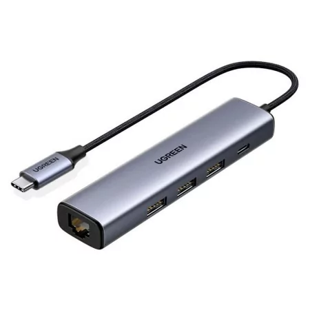 Ugreen CM475 Hub - USB-C to USB 3.0 / RJ-45 - Gray