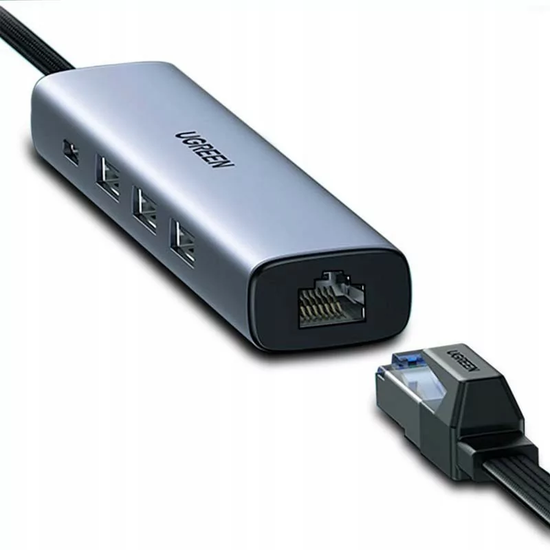 Hub Ugreen CM475 - USB-C para USB 3.0 / RJ-45 - Gris