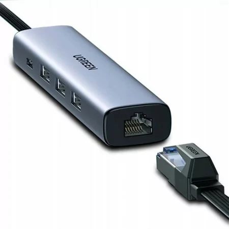 Hub Ugreen CM475 - USB-C para USB 3.0 / RJ-45 - Gris