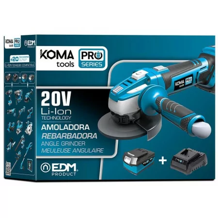 Koma Tools Pro Series Angle Grinder - 20 V - 4.0 A - Battery, Charger and Case Included