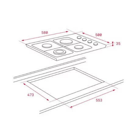Teka Gas Hob - 58 cm - Butane/Propane Gas - HLX 60 4G AL