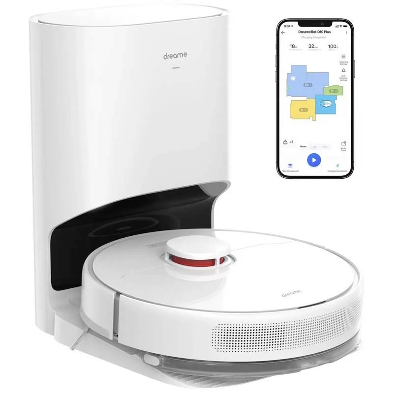 Dreame D10 Plus Robot Vacuum Cleaner - 4000 Pa - 5200 mAh - White - w/ Charging and Collection Base - RLS3D