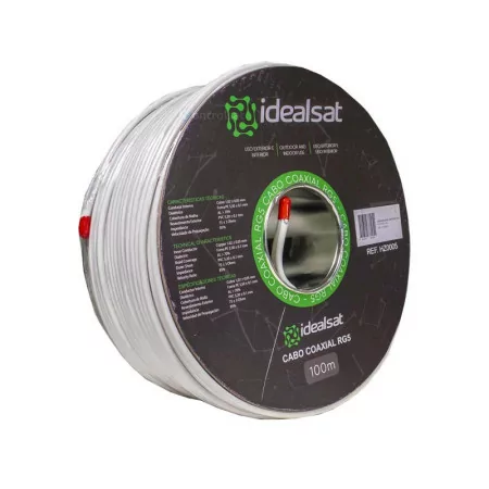 Cabo Coaxial RG5 Twin Branco - 100M - Idealsat|Idealsat|5600820380051