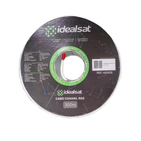Cabo Coaxial RG5 Twin Branco - 100M - Idealsat|Idealsat|5600820380051