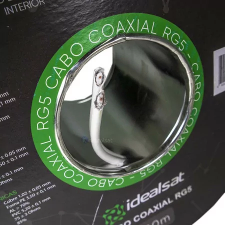 Cabo Coaxial RG5 Twin Branco - 100M - Idealsat|Idealsat|5600820380051