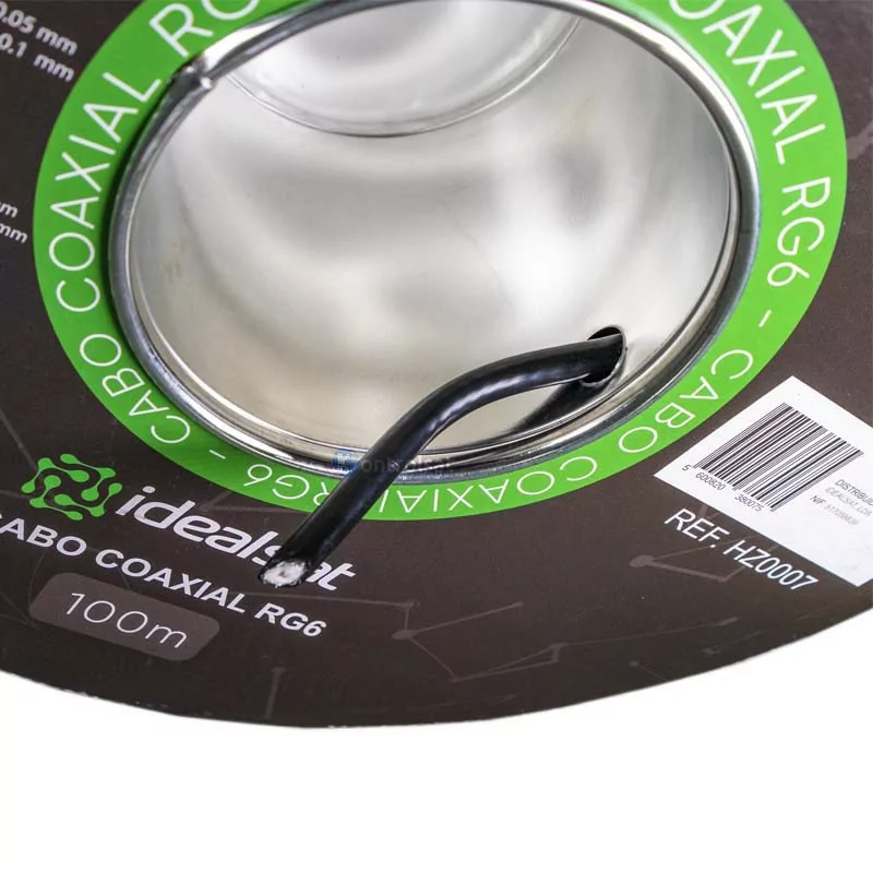 Cabo Coaxial RG6 Preto PE - 100M - Idealsat