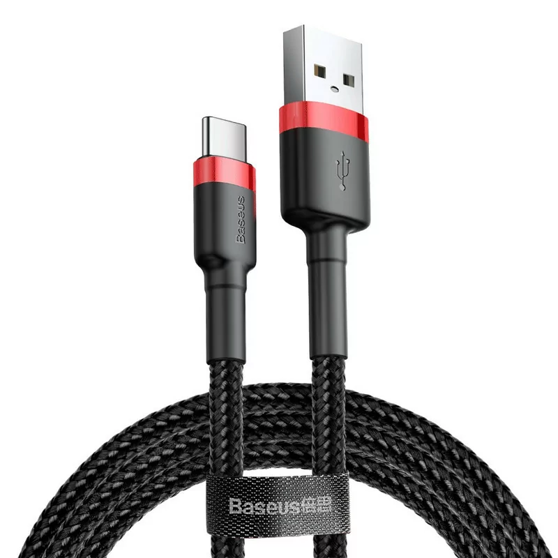 Cabo USB-A 2.0 / USB-C Baseus - 1M - Vermelho/Preto Cabo USB-A 2.0 / USB-C Baseus - 1M - Vermelho/Preto