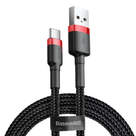 Cabo USB-A 2.0 / USB-C Baseus - 1M - Vermelho/Preto