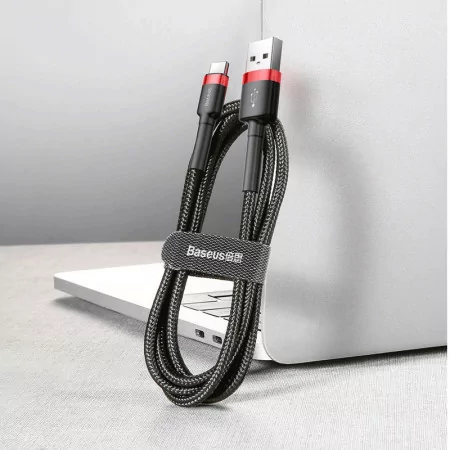 Cabo USB-A 2.0 / USB-C Baseus - 1M - Vermelho/Preto