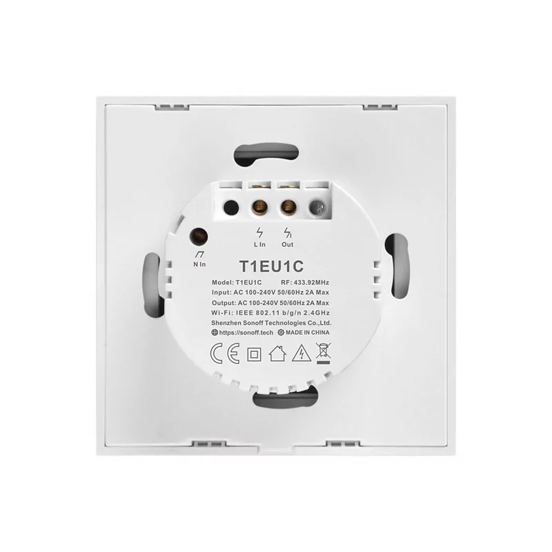 Interruptor Inteligente Wi-Fi RF Sonoff - T1EU1C-TX - 1 Zona Touch - Blanco