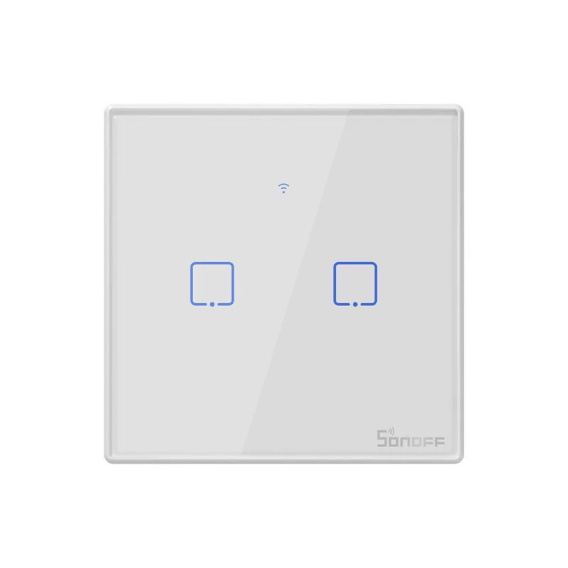 Interruptor Inteligente Wi-Fi RF Sonoff - T1EU2C-TX - 2 Zona Touch - Branco