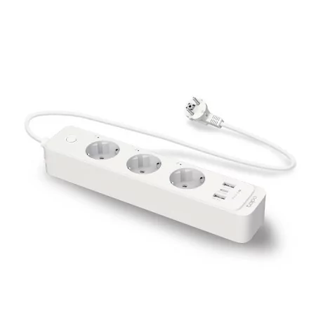 Extensão de Tomada Inteligente Tapo TP-Link - Smart Wi-Fi Power Strip 3 Tomadas Schuko 10A + USB/USB-C Branca|TP-Link|4897098683958