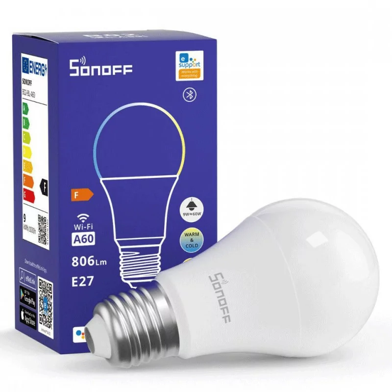 Lâmpada Inteligente Wi-Fi Sonoff - Branca - 2700K-6500K - 9W|Sonoff|6920075777161 Lâmpada Inteligente Wi-Fi Sonoff - Branca - 2700K-6500K - 9W|Sonoff|6920075777161