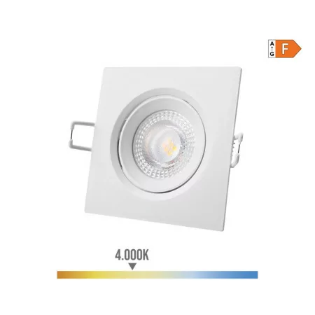 Downlight LED Quadrado de Embutir 5W - 4000K - Luz Dia - Blanco