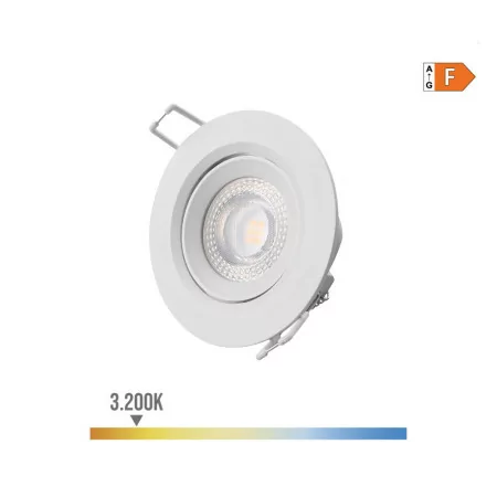 Downlight LED Redondo de Embutir 5W - 3200K - Luz Quente - Branco|EdM|8425998316520