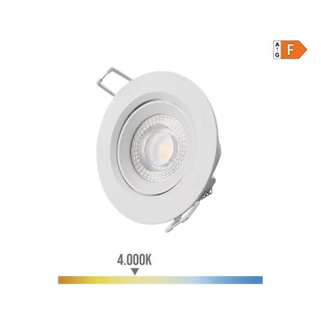 Downlight LED Redondo de Embutir 5W - 4000K - Luz Dia - Blanco