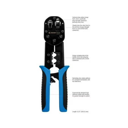 Alicate de Crimpagem e Corte Profissional 6-1 - RJ45/RJ11/RJ12 Modular - Ficha Passante|K-Pro|811490018105