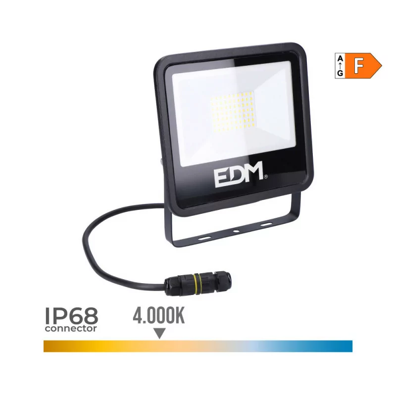Projetor LED EDM - 50W - 4000lm - 4000K Luz Dia|EdM|8425998704082 Projetor LED EDM - 50W - 4000lm - 4000K Luz Dia|EdM|8425998704082