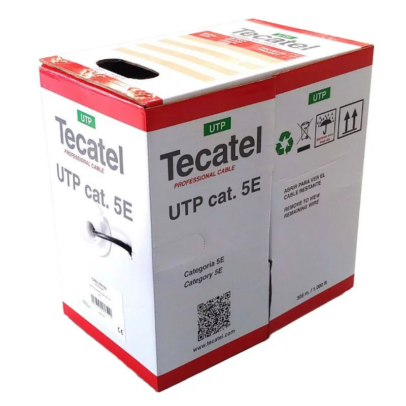 Bobine Cabo UTP 305M - Cat 5E HDPE - Interior/Exterior CCA - Preto|TECATEL|8430549068353 Bobine Cabo UTP 305M - Cat 5E HDPE - Interior/Exterior CCA - Preto|TECATEL|8430549068353