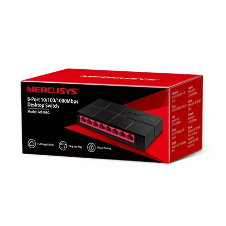 Switch Mercusys Mini - 8 Portas Gigabit - MS108G|Mercusys|6935364099626
