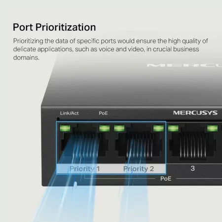Mercusys Switch - 5 Gigabit Ports - PoE+ - MS105GP