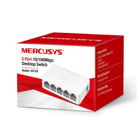 Switch Mercusys Mini - 5 Portas - 10/100Mbps - MS105|Mercusys|6957939000363