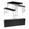 Conjunto de Campismo - Mesa + 2 Bancos - 90cmx60cmx70cm - Alumínio||8719987388798