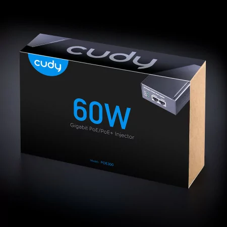 Injetor PoE++ Cudy - 53VDC - 60W - Gigabit - Preto - POE300|Cudy|6971690790585