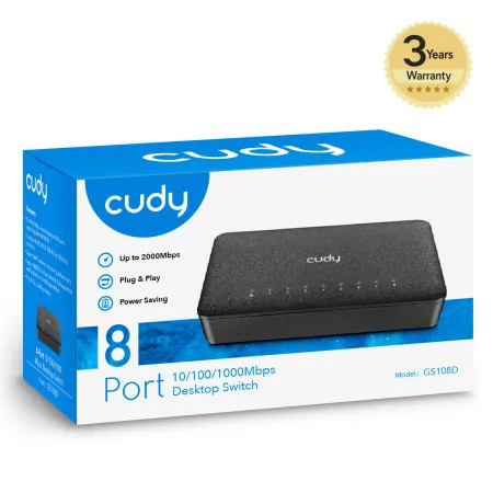 Switch Cudy - 8 Portas Gigabit - UnManaged - GS108D|Cudy|6971690790103