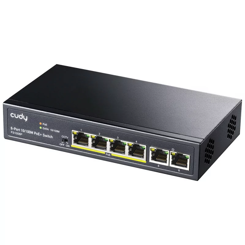 Switch Cudy - 6 Portas 10/100 Mbps - UnManaged PoE+ - FS1006P|Cudy|6971690790264 Switch Cudy - 6 Portas 10/100 Mbps - UnManaged PoE+ - FS1006P|Cudy|6971690790264