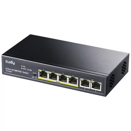 Switch Cudy - 6 Portas 10/100 Mbps - UnManaged PoE+ - FS1006P|Cudy|6971690790264