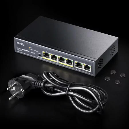 Switch Cudy - 6 Portas 10/100 Mbps - UnManaged PoE+ - FS1006P|Cudy|6971690790264