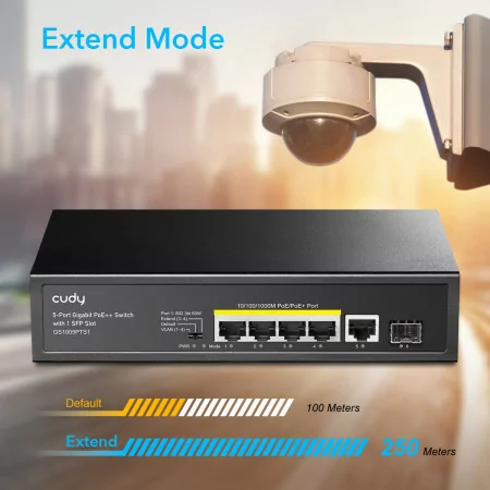 Cudy Switch - 5 Gigabit Ports - UnManaged PoE+ SFP - GS1005PTS1