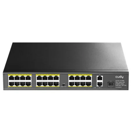 Cudy Switch - 24 Ports 10/100 Mbps + 2 Gigabit Ports - UnManaged PoE+ SFP - FS1026PS1
