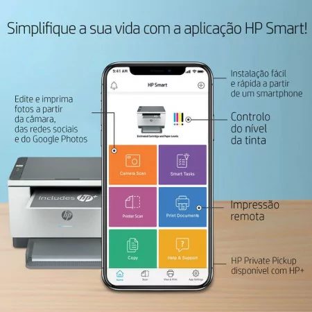 Multifunción láser monocromo hp laserjet mfp m234dwe wifi/ dúplex/ blanca