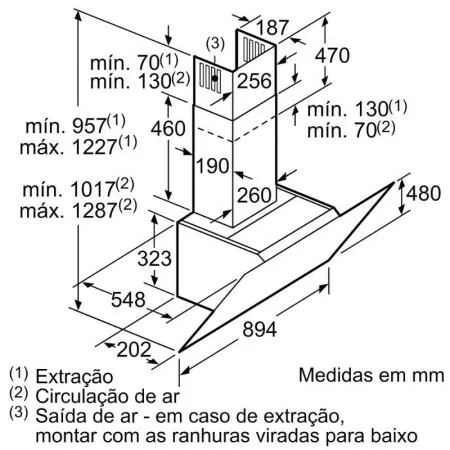 Chaminé de Parede Bosch - 90cm - Preta - Clear Glass - DWK98PR60|Bosch|4242002966755