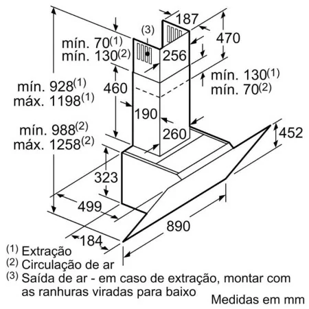 Chaminé de Parede Bosch - Série 6 - 90cm - Preta - Clear Glass - DWK98JQ60|Bosch|4242002946894