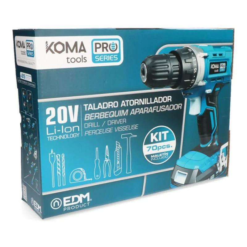 Kit Berbequim Koma Tools Pro Series + 71 Acessórios - 20V - 08375