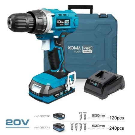 Koma Tools Pro Series Drill Kit + 40 Accessories - 20v