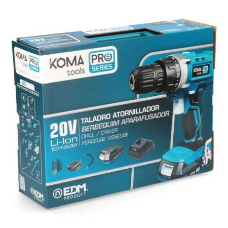 Kit Taladro Koma Tools Pro Series + 40 Accesorios - 20v