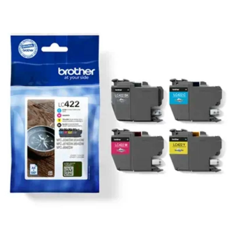 Pack 4 Tinteiros Brother - Tricolor + Preto - 550 Páginas - LC422VAL|Brother|4977766816793 Pack 4 Tinteiros Brother - Tricolor + Preto - 550 Páginas - LC422VAL|Brother|4977766816793