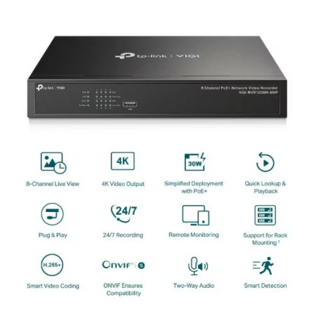 TP-Link Recorder - 8 PoE Channels - 4k - VIGI NVR1008H-8MP