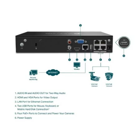 Gravador TP-Link - 4 Canais PoE - 4k - VIGI NVR1104H-4P|TP-Link|4897098688748