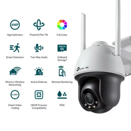 Câmara Exterior TP-Link - WiFi - 4MP - IR Pan Tilt PoE / 12V DC - IP66 - VIGI C540-W 4mm|TP-Link|4897098683798