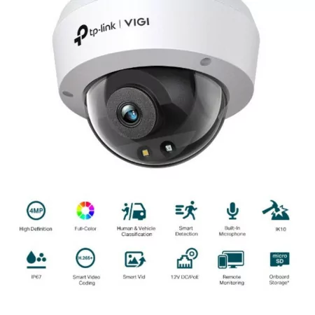 Câmara Dome TP-Link - 4mm - 4MP - IR 30m - IP67 - VIGI C240|TP-Link|4895252501094