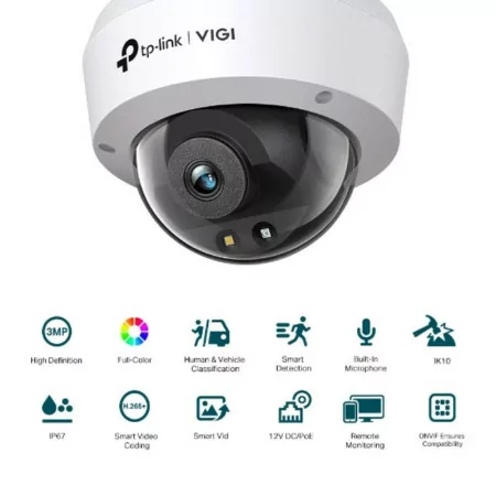 Câmara Dome TP-Link - 2.8mm - 3MP - IR 30m - IK10/IP67 - VIGI C230|TP-Link|4897098689905